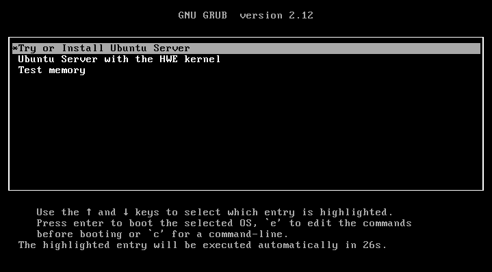 A screenshot of the ubuntu boot menu